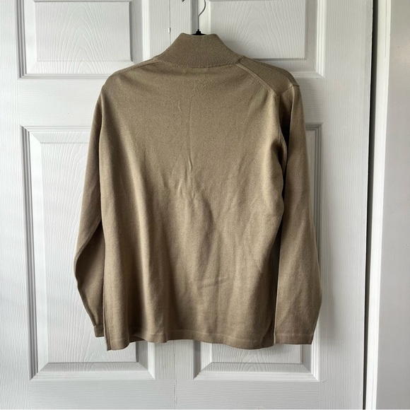 Lands' End Long Sleeve Merino Wool Turtle/Cowl Neck Sweater Beige Vtg Medium - Picture 3 of 3